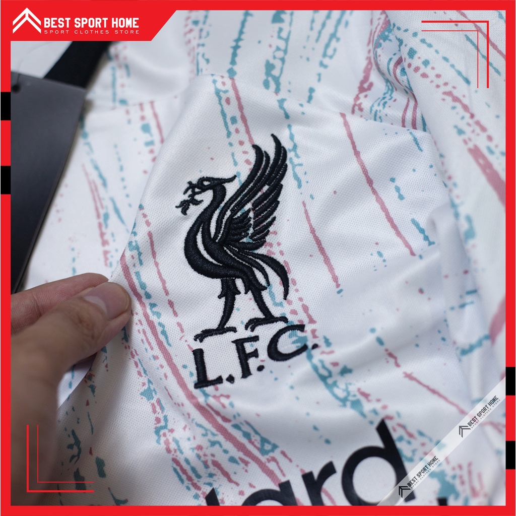 Set quần áo bóng đá Liverpool Sân khách 2022/23 - Mẫu chính thức màu trắng form Âu - In ấn tên số theo yêu cầu