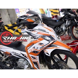 Tem Trùm Wave RSX 110 Trắng Cam Đen