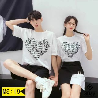 Áo đôi trái tim nam nữ tay lỡ ( sẵn hàng )