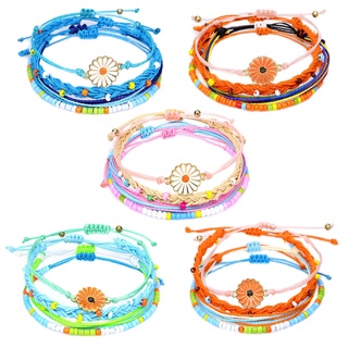 Set 4 Vòng Tay Bện Dây Sáp Phong Cách Dân Tộc