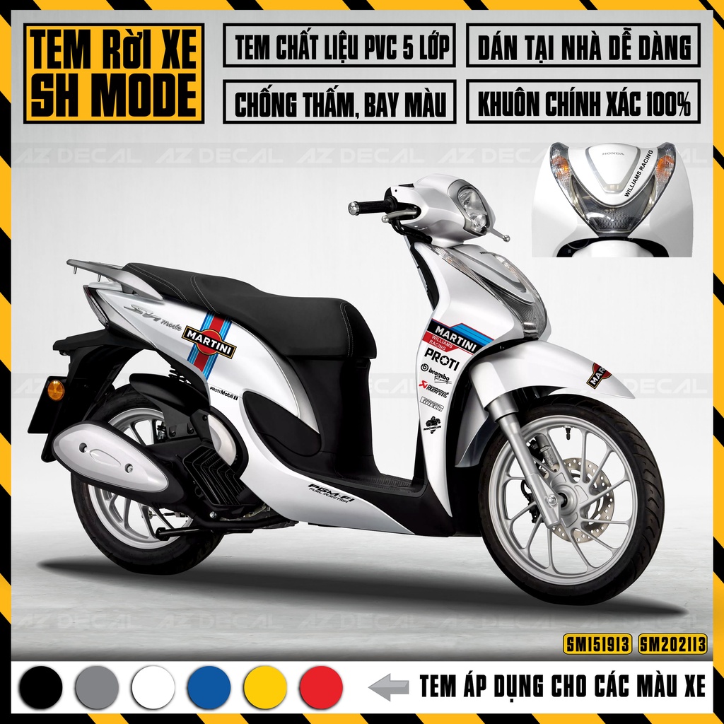 Tem Xe SH Mode Mẫu Martini | SM13 | Decal Dán SH Nữ Đẹp Đời 2015 - 2019 Và 2020 - 2021, Tem Rời Dễ Dán