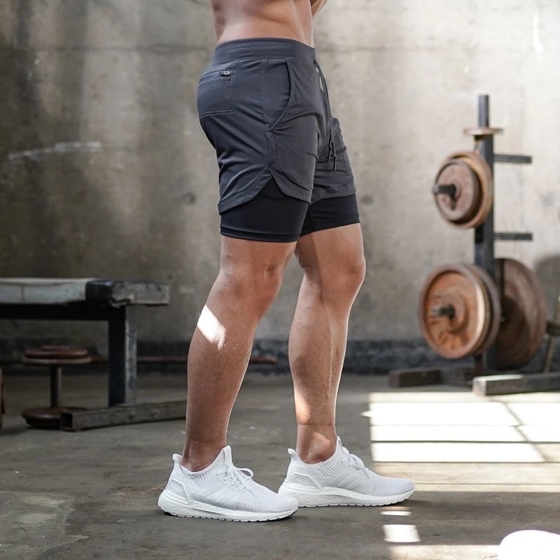 Quần Đùi Thể Thao Nam Tập Gym 2 lớp CAO CẤP có túi trong Gs, chất vải co dãn 4 chiều