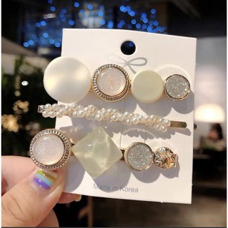 SET 3 KẸP TÓC ĐÍNH ĐÁ PHA LÊ PHONG CÁCH RETRO HÀN QUỐC