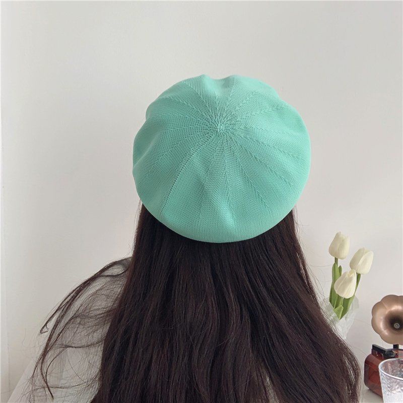 Mũ Beret Mỏng Đục Lỗ Thoáng Khí Phong Cách Retro Nhật Bản Cho Nữ