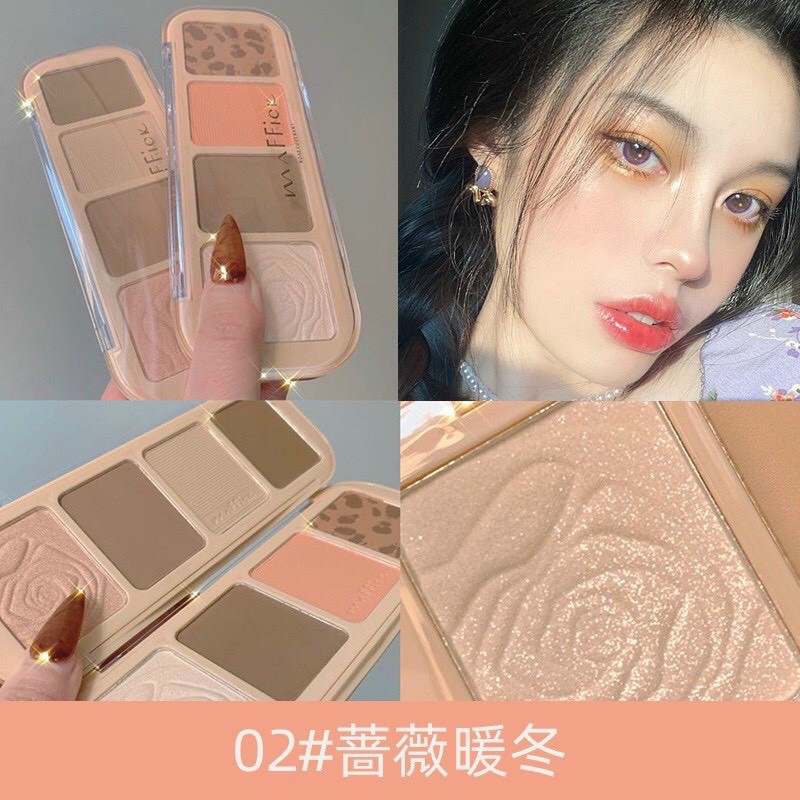 Phấn Tạo khối Bắt Sáng Hoa Hồng 4 ô Maffick Rose