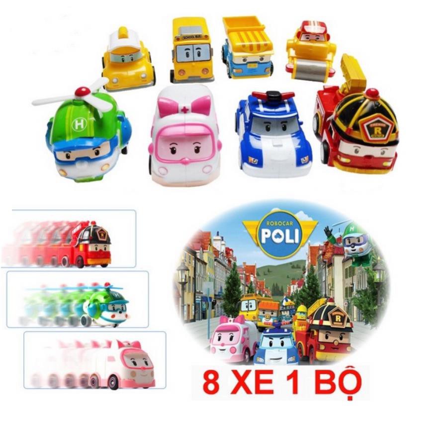 POLI HOẠT HÌNH COMBO 8 XE Ô TÔ BIỆT ĐỘI BAY POLI ROBOCAR CỨU HỘ ĐỒ CHƠI CỦA BÉ