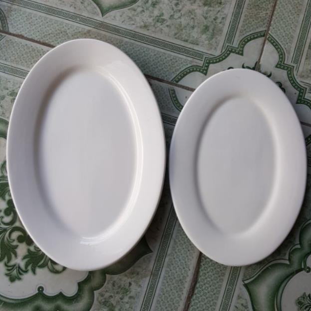 (Sale sốc) {Sỉ} 5 Đĩa sứ trắng hình bầu dục