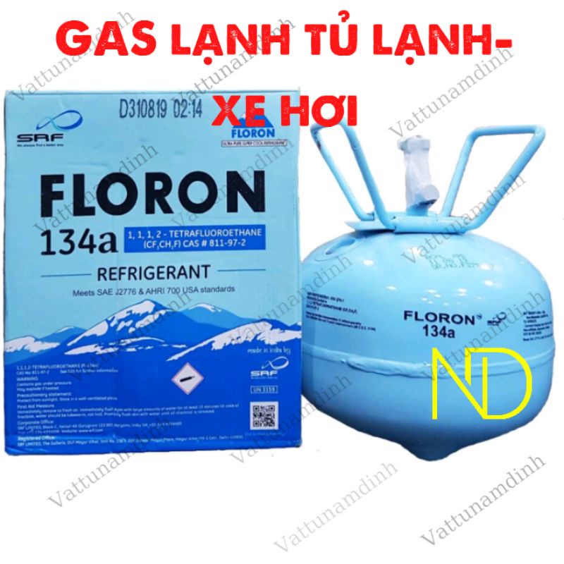 Gas lạnh-môi chất lạnh R134a mới nguyên tem trọng lượng cả vỏ bình 4.4 kg