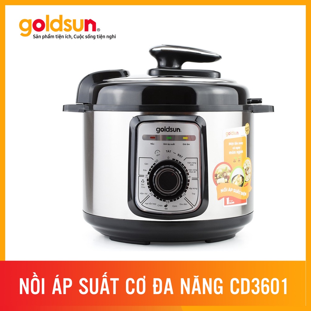 Nồi áp suất điện cơ Goldsun CD3601 (5L) - HÀNG CHÍNH HÃNG - BẢO HÀNH 12 THÁNG - Đa chức năng nấu nướng.