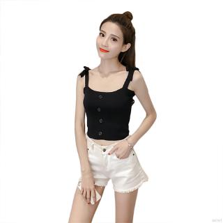 Áo croptop len dệt kim 2 dây phong cách hàn quốc kiểu dáng thời trang cho nữ