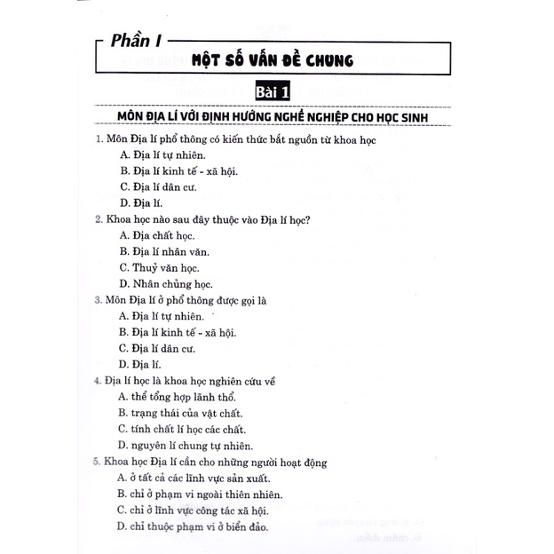 Sách - Trắc nghiệm địa lý 10 (Dùng chung cho các bộ sách giáo khoa chương trình mới)