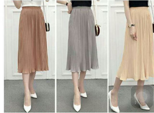 Chân váy maxi dài nhiều màu xếp ly | BigBuy360 - bigbuy360.vn