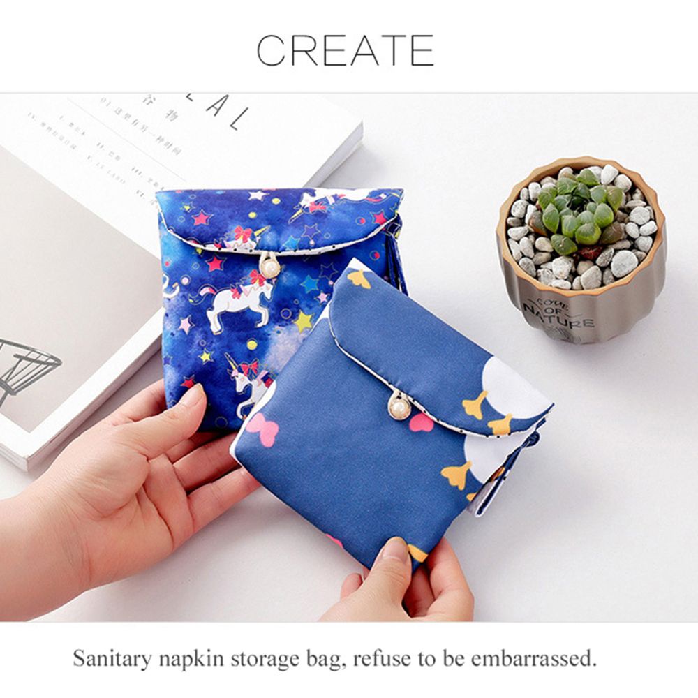 Túi đựng băng vệ sinh tampon khăn ăn sức chứa lớn họa tiết hoạt hình nhỏ gọn