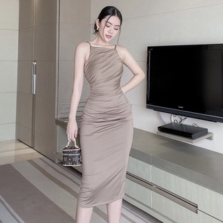 Đầm hai dây body nhún -tk480