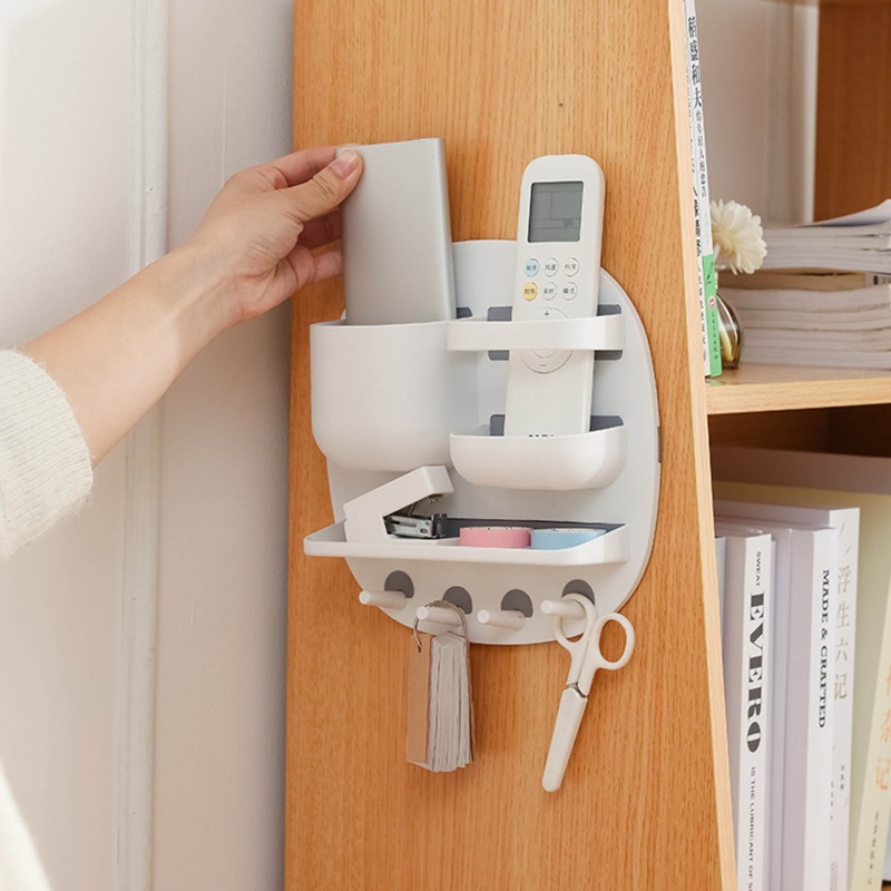 Kệ Đựng Đồ Dùng Chia Ngăn Gắn Tường Kèm Móc Treo Tiện Dụng Cho Nhà Bếp / Phòng Tắm