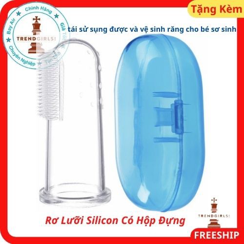 Rơ đánh lưỡi silicon cho bé có hộp mềm mại an toàn dễ sử dụng Có thể dùng để đánh răng cho bé khi bé bắt đầu mọc răng