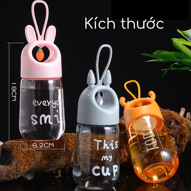 Bình Đựng Nước Cho Bé Quai Xách KIỂU DÁNG CON THÚ ĐẸP NGỘ NGHĨNH ĐÁNG YÊU Cốc Đựng Nước Cho Bé Hoạt Hình Dung Tích 450ml