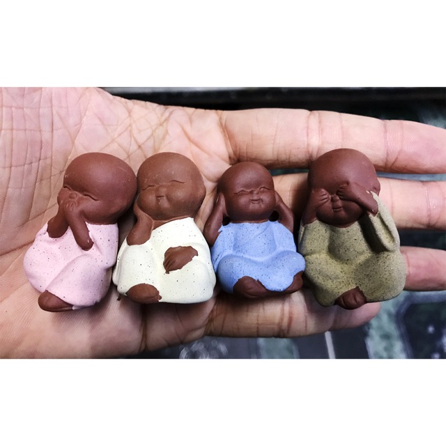 BỘ 4 CHÚ TIỂU TRANG TRÍ HỒ CÁ NON BỘ DÀI 4CM CAO 5CM