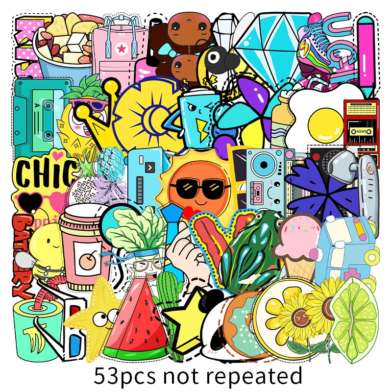 50 Miếng Sticker Dán Vali Dễ Thương Chống Thấm Nước