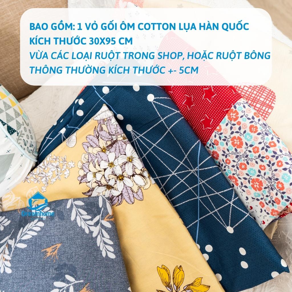 Vỏ gối ôm cotton Hàn kéo khóa kích thước 30x95 cm Dreamhomebedding