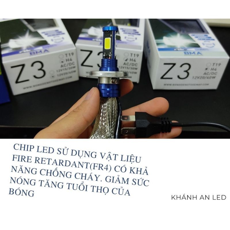 [BH 12T] Đèn led cho xe máy - ô tô 3 tim siêu sáng BMA Z3/40W