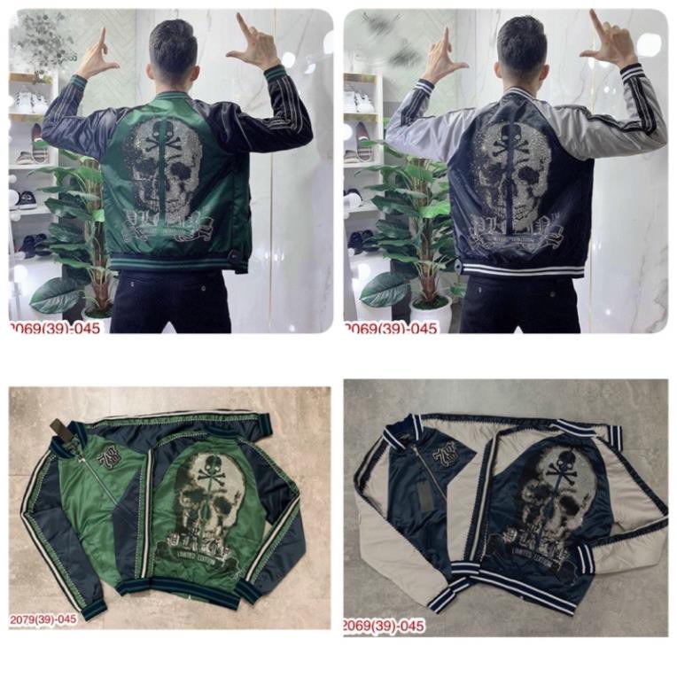 Áo Khoác Giỏ 2 lớp Philip Đính Đá - Áo Bomber Nam Philip Đính Đá Cao Cấp