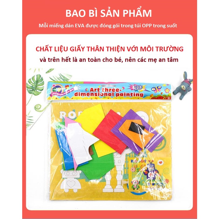 Tranh ghép 3D phát triển trí tuệ, rèn luyện sự khéo léo cho bé, chất liệu nhựa EVA  đẹp kích thước 25,5cm x 18,5cm