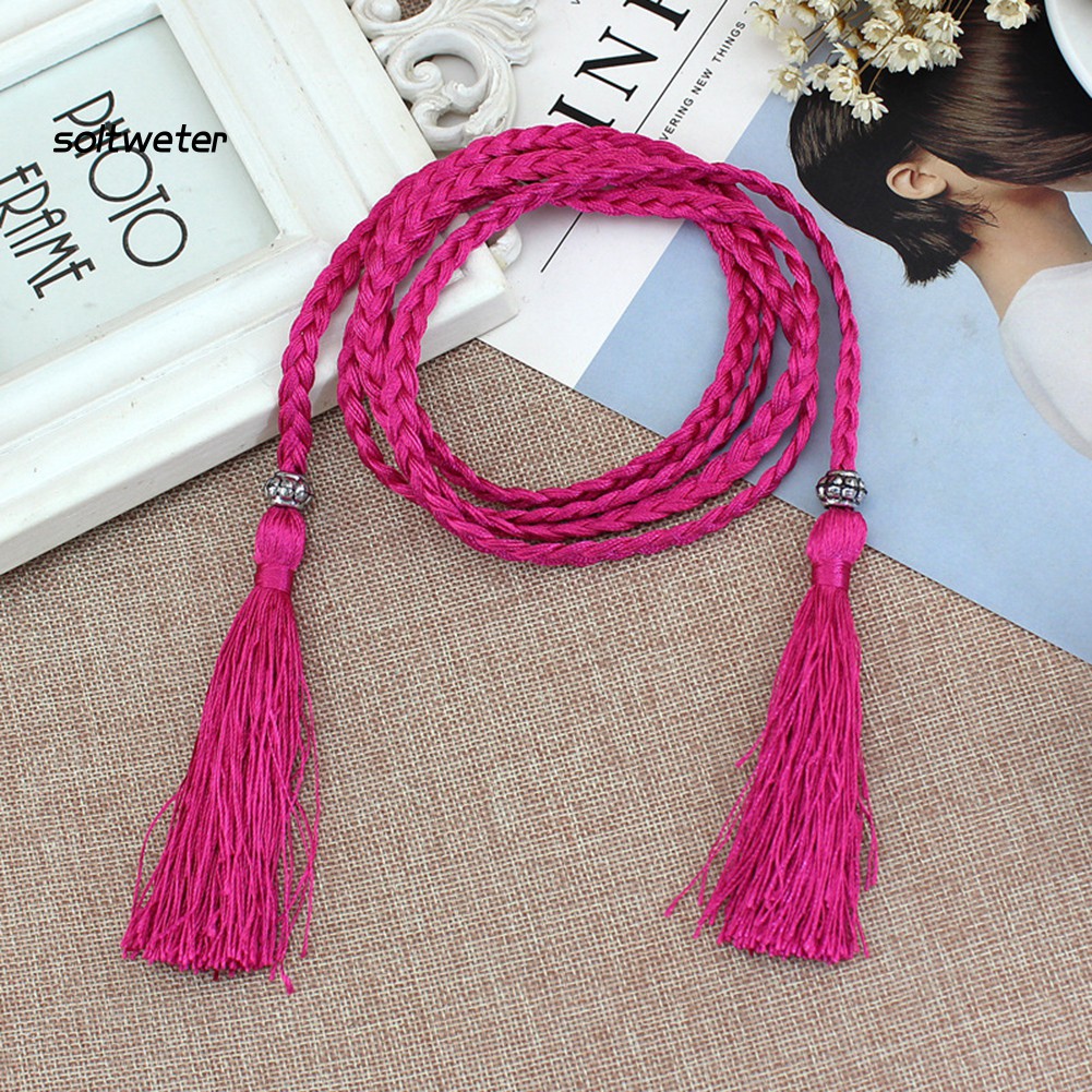 Thắt Lưng Dây Bện Phối Tua Rua Thời Trang Dành Cho Nữ