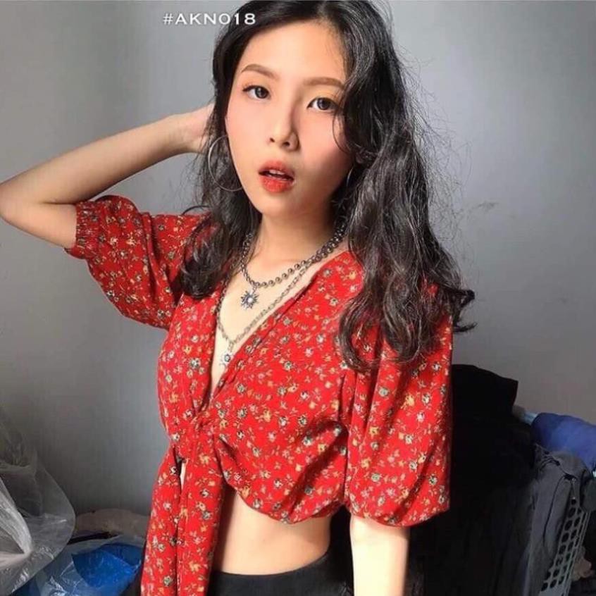 💝 FREESHIP 💝 Áo CropTop hoa nhí nơ ngực AK018 [Mẫu Mới Hè 2021]