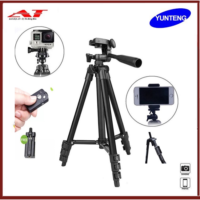 Gậy tripod 3 chân Yunteng VCL 5208 có remote và túi đựng dây rút