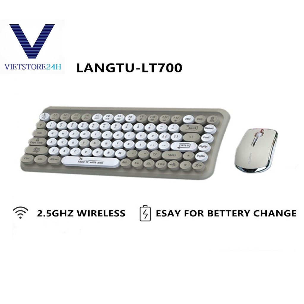 Bộ Bàn Phím Tròn Và Chuột Không Dây LANGTU LT700 dùng cho văn phòng - Màu Ngẫu Nhiên