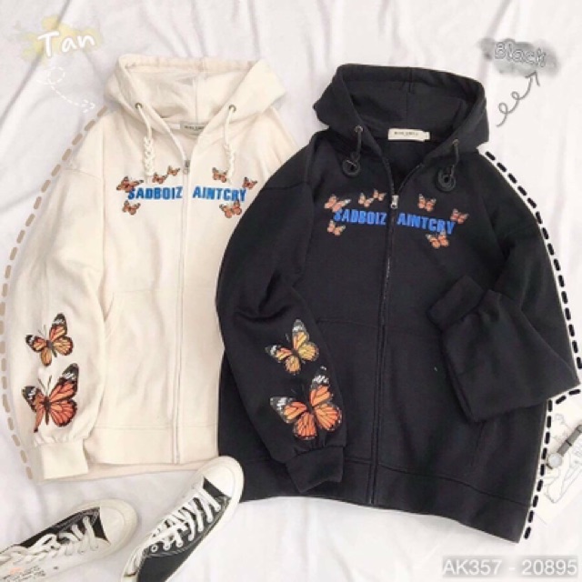 Áo Khoác Nỉ Bông Dày Dặn Form Rộng Unisex Bướm Áo Khoác Nữ Thun Nỉ in BƯỚM - AK3357 | BigBuy360 - bigbuy360.vn