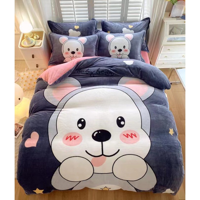 Bộ Chăn Ga Gối Nỉ Nhung 5d Mềm Mướt, Siêu Ấm Chuyên Dụng Cho Mùa Đông