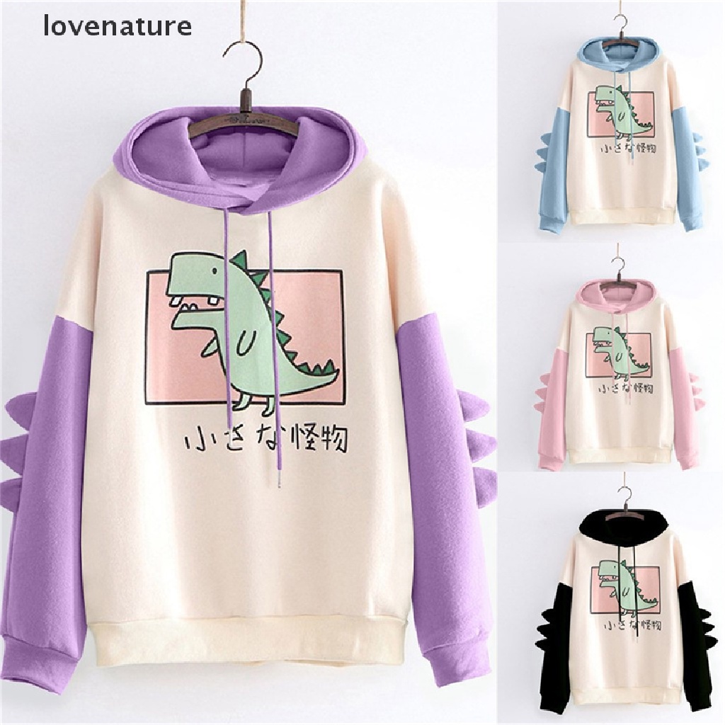 Áo hoodie in hình khủng long hoạt hình thời trang dành cho nữ