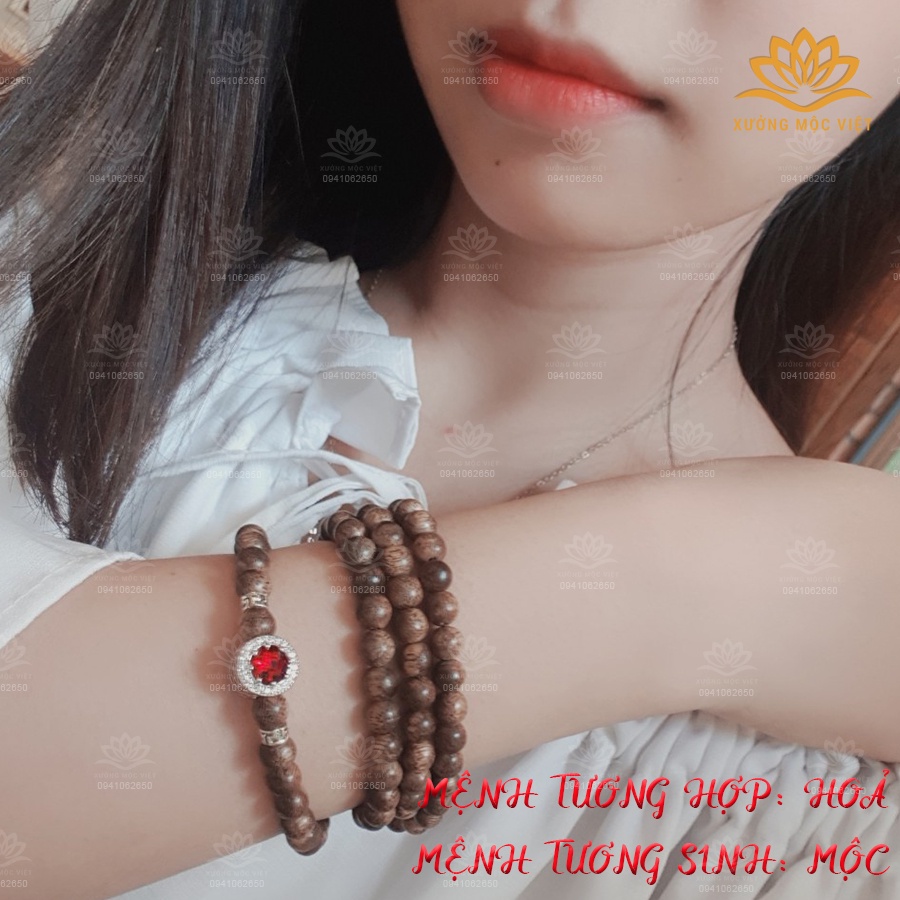 Vòng Tay Trầm Hương Chuỗi Tràng Hạt 108 Trầm Tốc Tự Nhiên Mix Charm Cao Cấp Hợp Phong Thuỷ