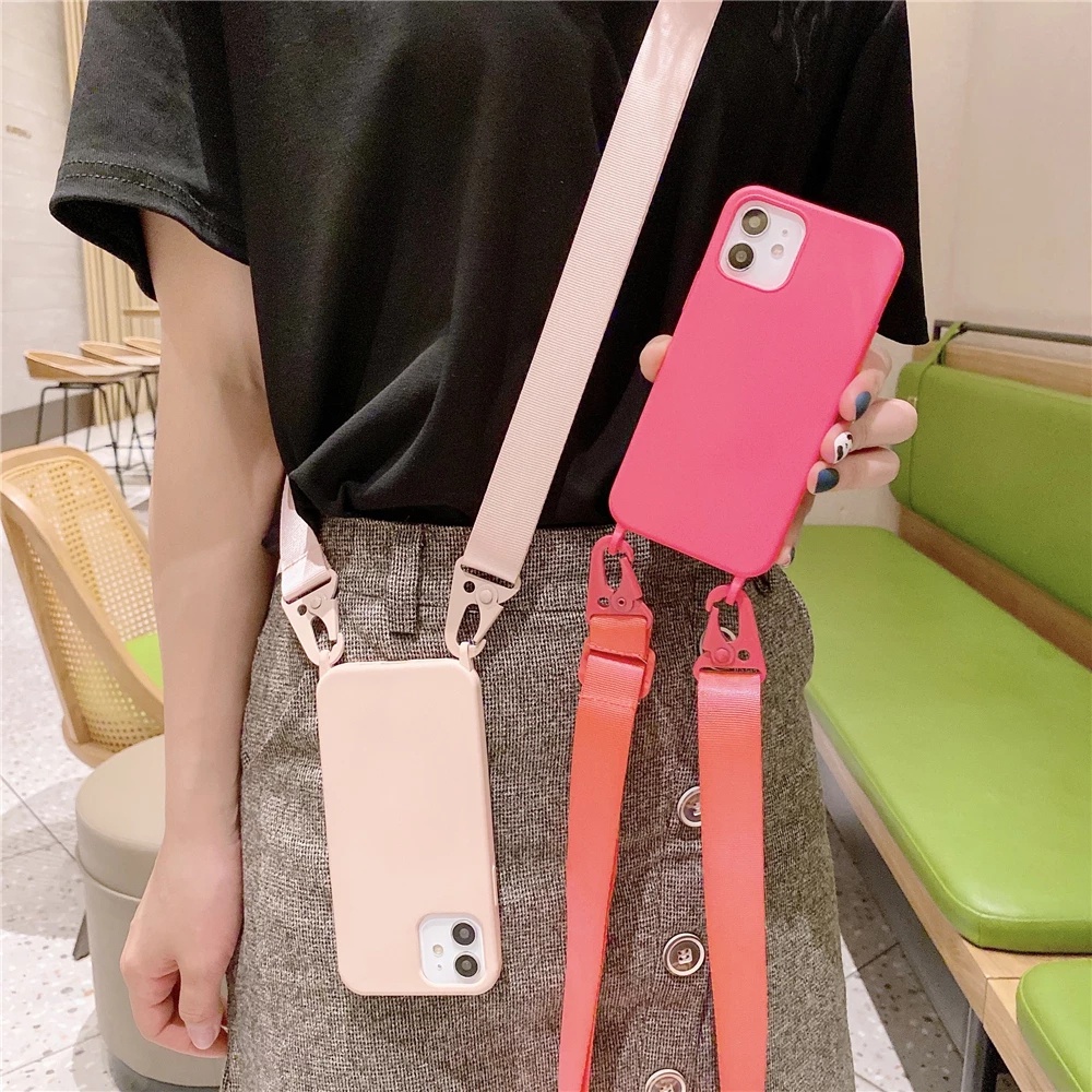 Ốp Điện Thoại Silicon Mềm Có Dây Đeo Chéo Sang Trọng Cho iPhone 14 11 12 13 Pro Max Mini XS XR X 7 8 Plus SE