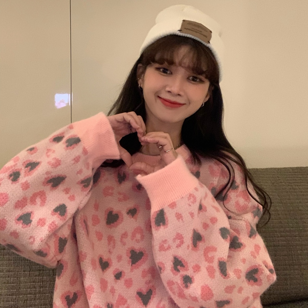 Áo Sweater Dệt Kim Dáng Rộng Phong Cách Retro Hàn Quốc