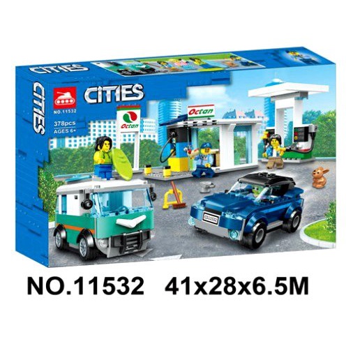 Lego lắp ráp urban city trạm tiếp xăng dầu ô tô xe ô tô 11532/378 chi tiết