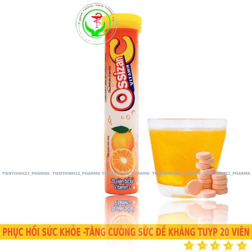 Viên C sủi Ossizan + Bổ sung vitamin tăng sức đề kháng Tuýp 20 viên hàng Việt Nam