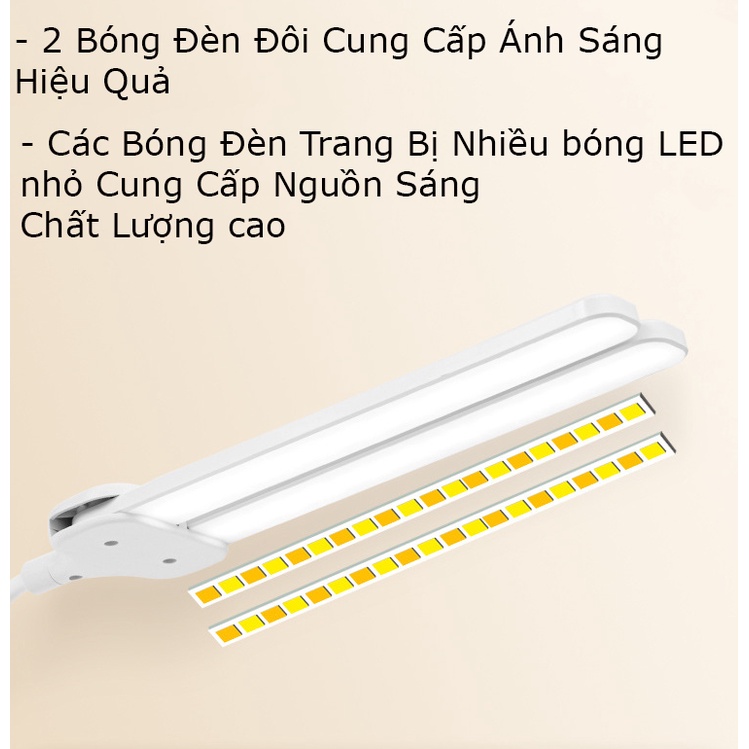 Đèn LED Để Bàn Học Bàn Làm Việc KUNBE Thiết Kế Sáng Tạo Với 2 Thanh Led Rời, Lắp Đặt Linh Hoạt, Tiết Kiệm Không Gian