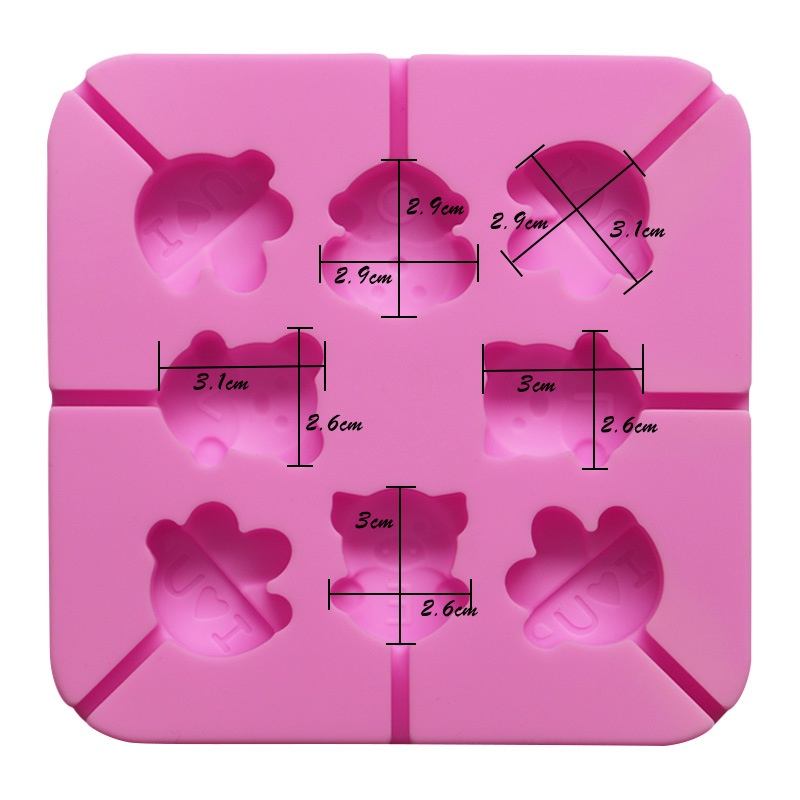 Khuôn Silicon Làm Kẹo Mút Cho Bé Mẫu 8 Thú Cầm Chữ LOVE (Tặng Kèm Que)