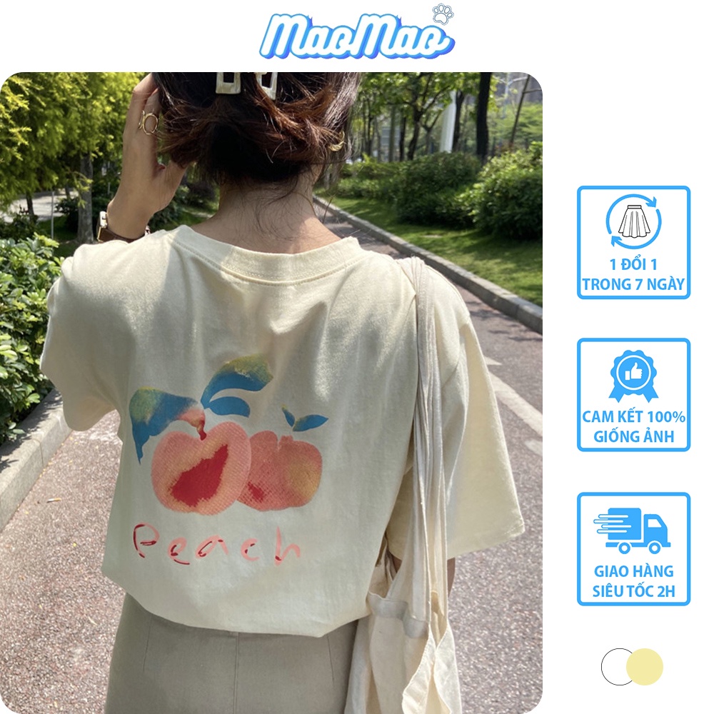 Áo thun nữ form rộng ulzzang in hình quả đào  Áo Phông Nữ Tay Lỡ Hàn Quốc C44 - Maoshop