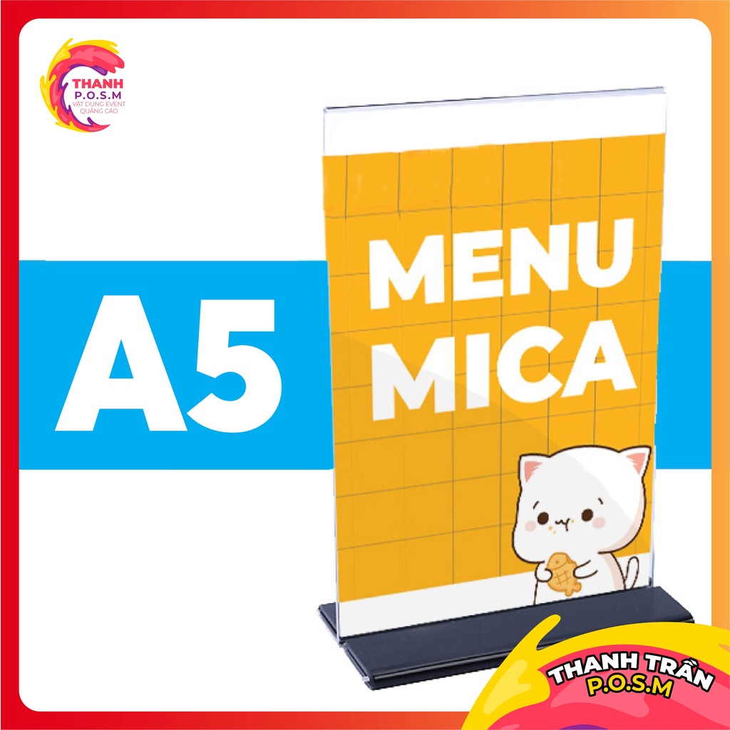 [𝐒𝐭𝐚𝐧𝐝𝐞𝐞] Menu Để Bàn A5 Đế Đen Rút 2 Chiều (Siêu Đẹp)