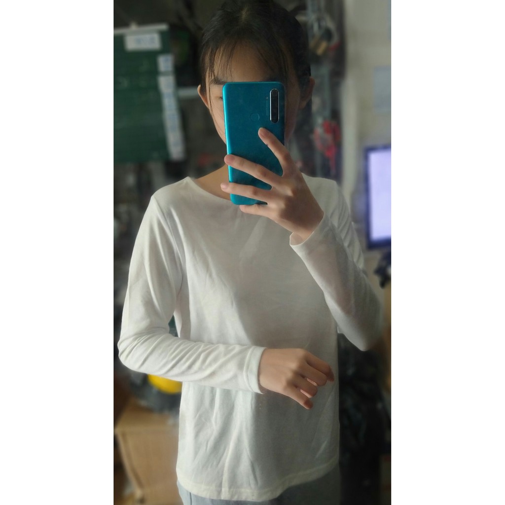 [SALE] Áo Thun Dài Tay Một Màu Trơn- Áo Thun Nữ Màu Trắng Trơn Cao Cấp | BigBuy360 - bigbuy360.vn