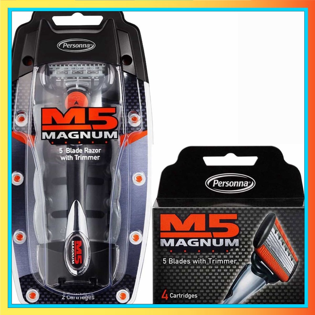 Dao Cạo Râu M5 Magnum: Cạo Sạch Sâu, Êm Ái, Bảo Vệ Da Tối Ưu/COMBO XANH VÀ COMBO ĐEN