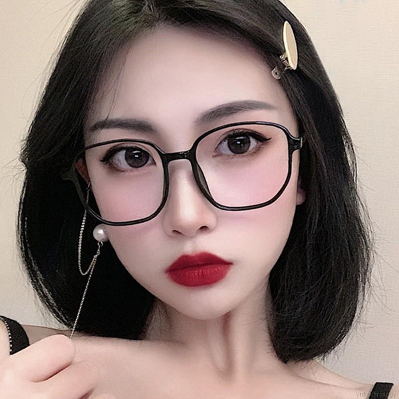 Korean Style Women Retro Net Red Trend Irregular Frame Transparent Flat Mirror Eyewear