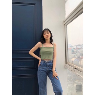 Áo Croptop Nữ Hai Dây Len Tăm Cuốn Biên Ôm Body Co Giãn Thoáng Mát CinZy SG