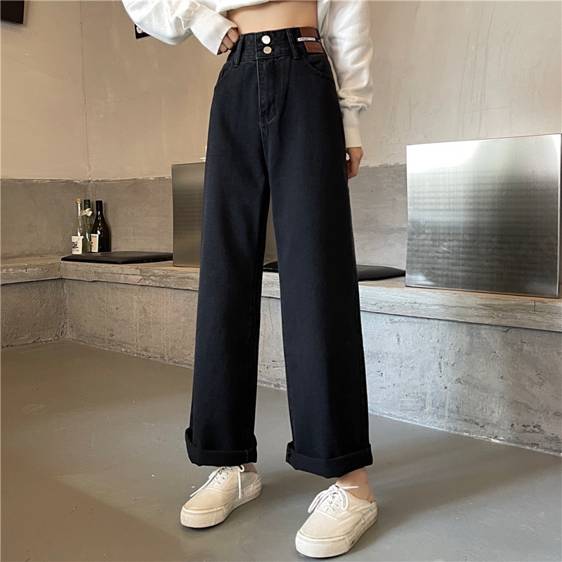 Quần jean nữ SUXI ống rộng lưng cao phong cách mới