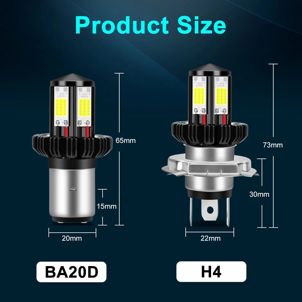 Bóng đèn pha LED VANES1 12V BA20D H6 H4 6000K 1200LM nhiều màu chất lượng cao cho xe máy