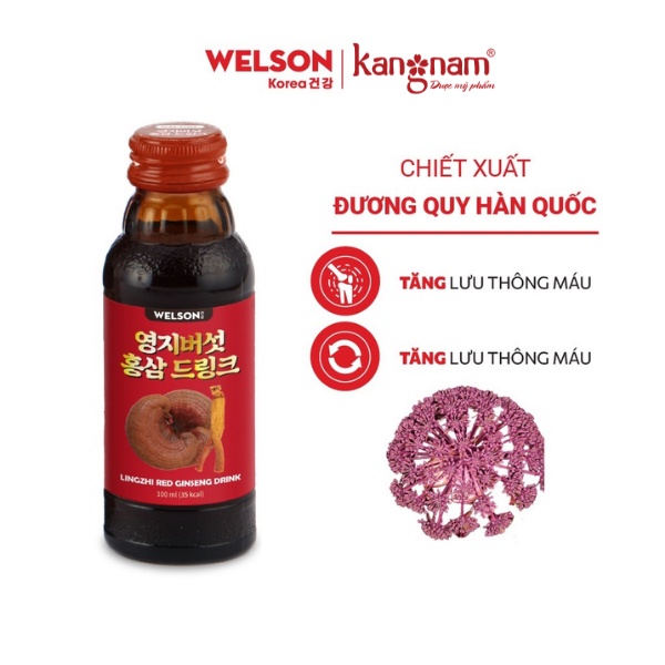 [Chính Hãng] Nước Uống Linh Chi Hồng Sâm Hàn Quốc Welson Lingzhi Red Gingseng Hộp 4 chai x 100ml